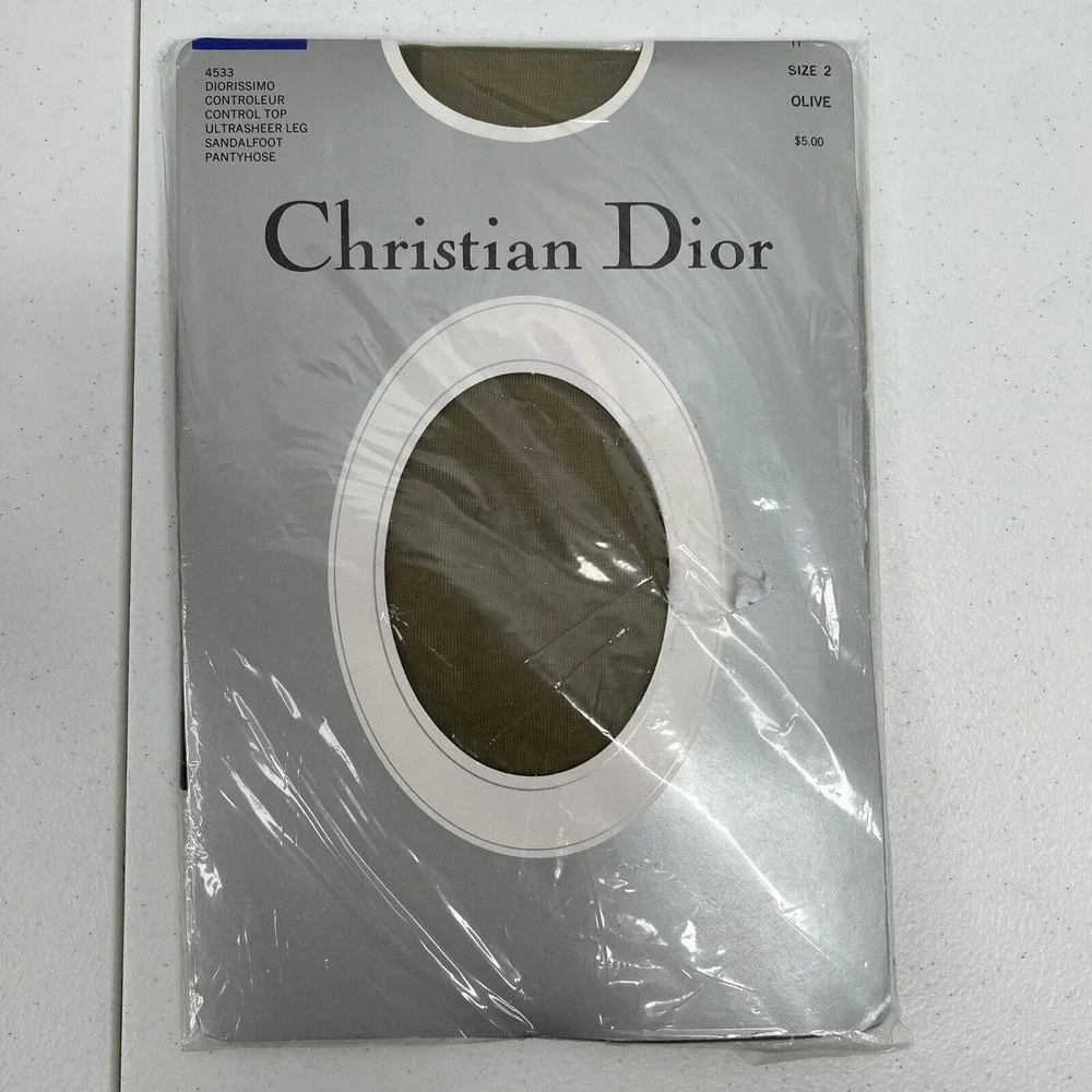 Vtg Christian Dior Panty Hose Stockings Nylons Olive Size 2 Fits 110 140 lbs USA